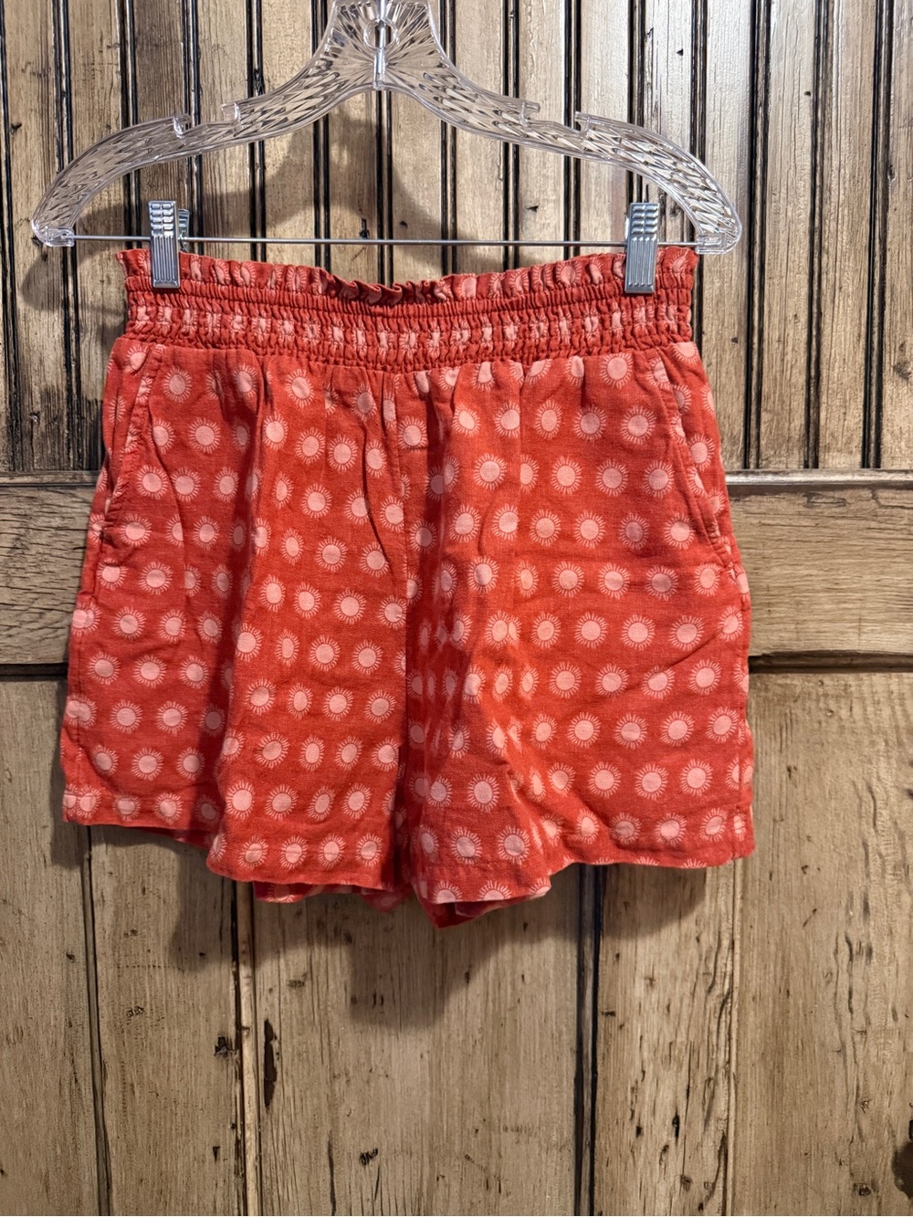 Universal Thread Coral Sunburst Elastic-Waist Active Shorts